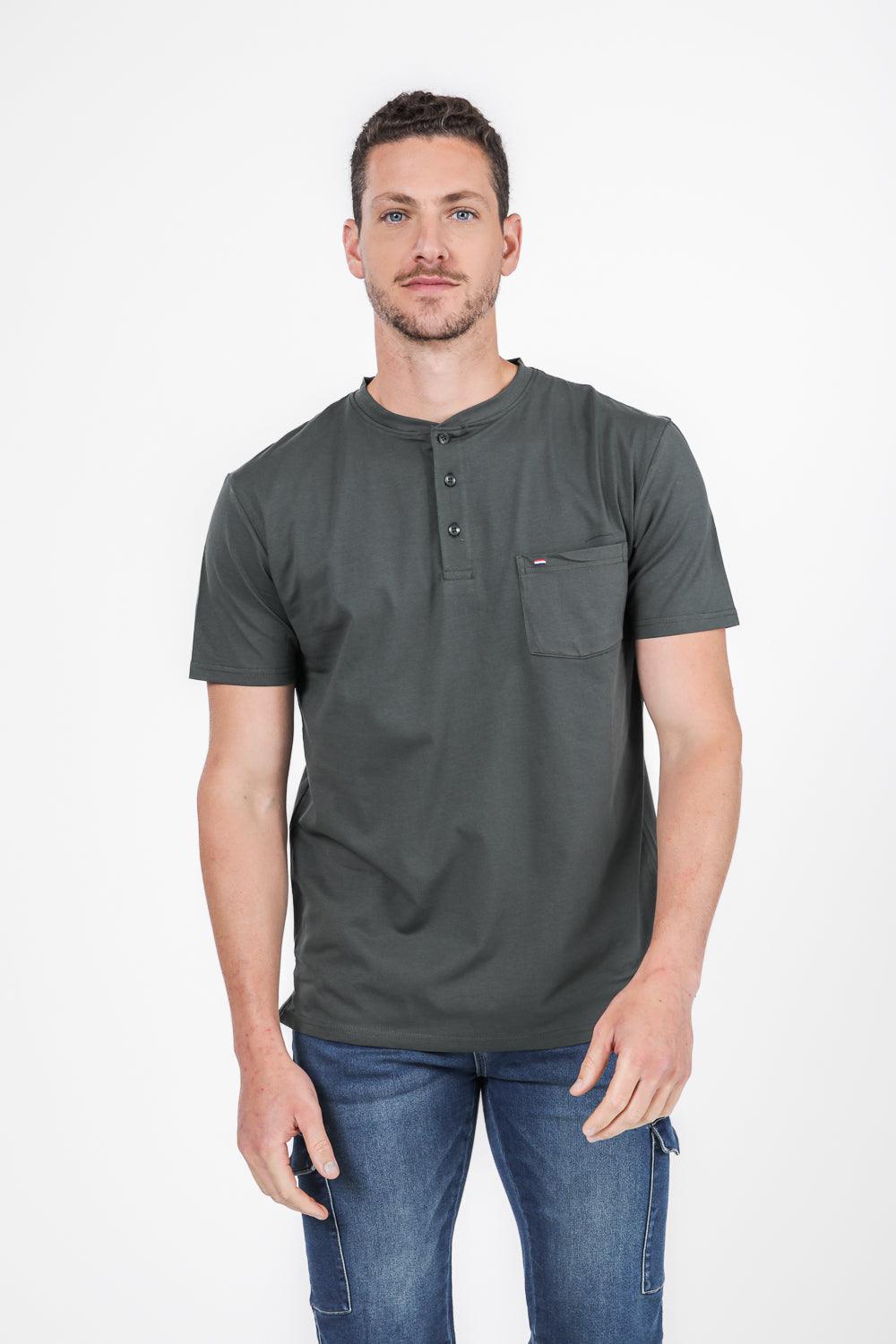 SCORCHER - טישירט HENLEY בצבע זית - MASHBIR//365