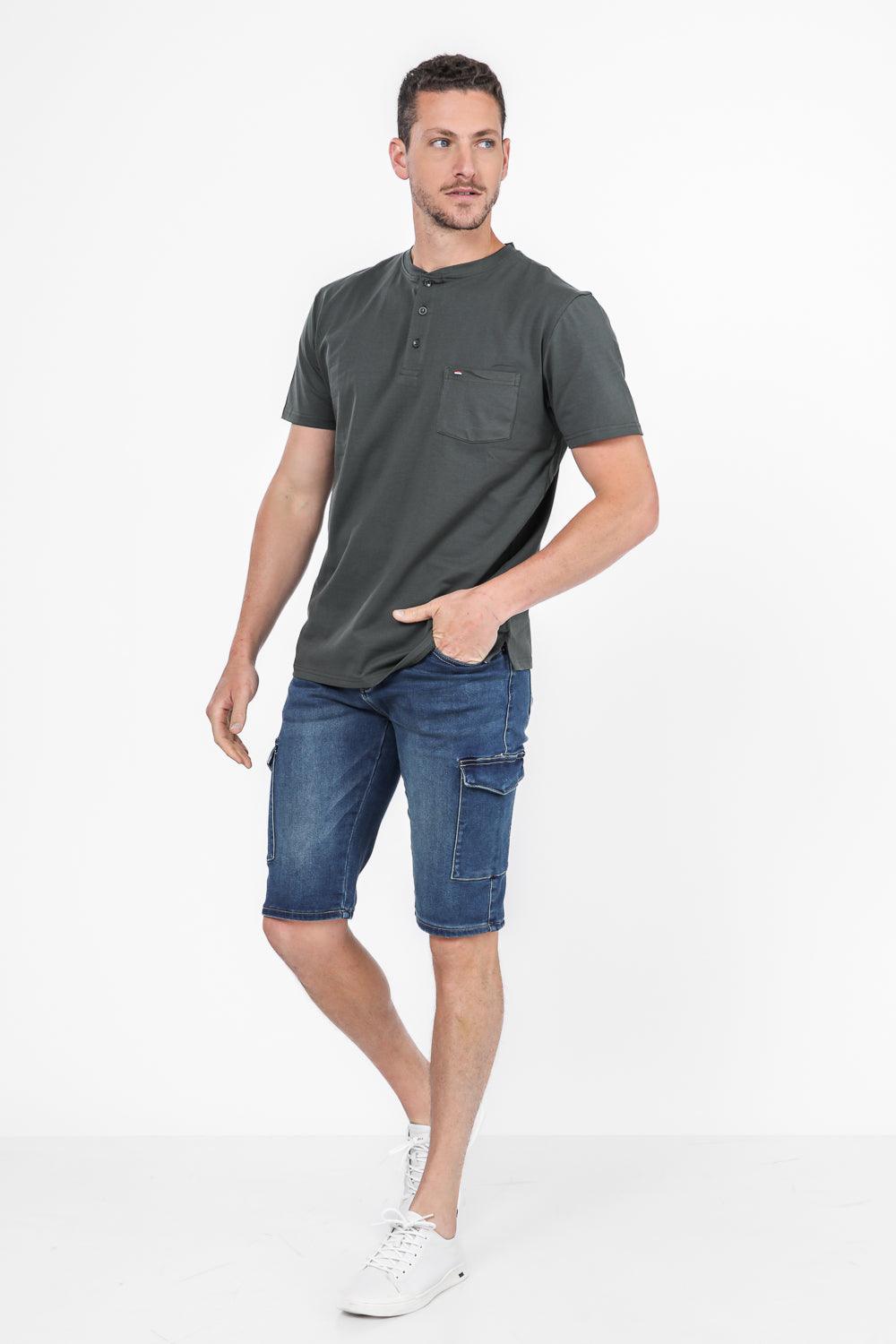 SCORCHER - טישירט HENLEY בצבע זית - MASHBIR//365