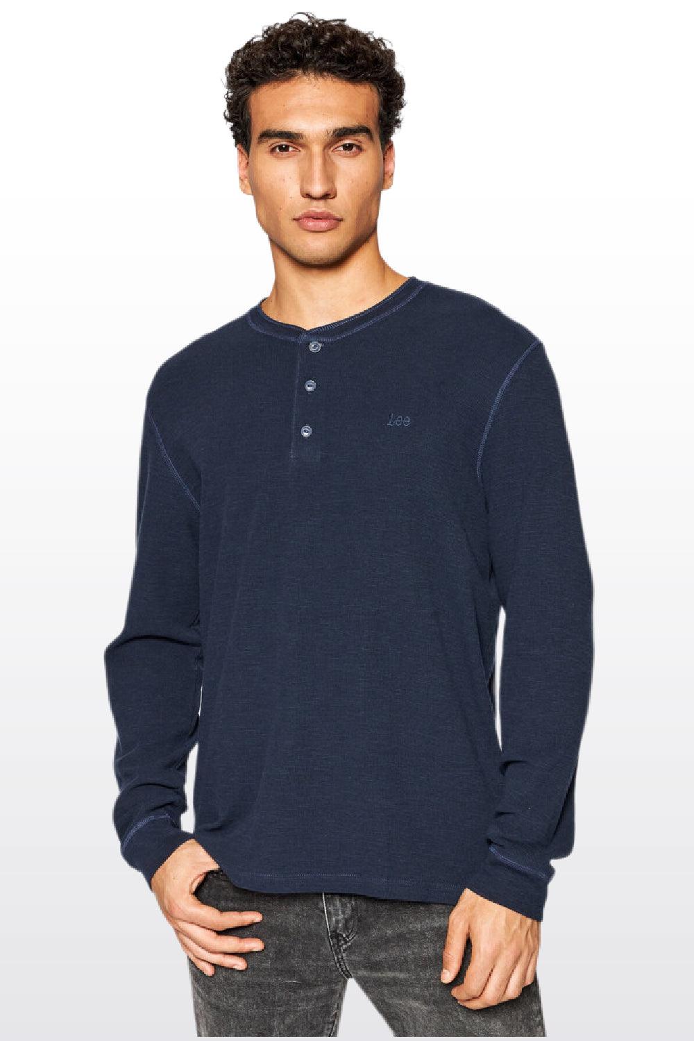 LEE - טישירט HENLEY כחולה - MASHBIR//365