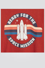 OKAIDI - טישירט ילדים בצבע כתום עם שרוולים ארוכים והדפס חללית - MASHBIR//365