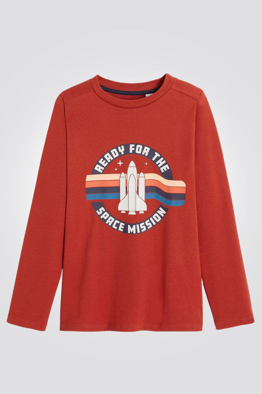 OKAIDI - טישירט ילדים בצבע כתום עם שרוולים ארוכים והדפס חללית - MASHBIR//365