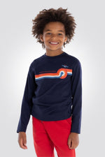 OKAIDI - טישירט ילדים בצבע כחול עם שרוולים ארוכים והדפס - MASHBIR//365