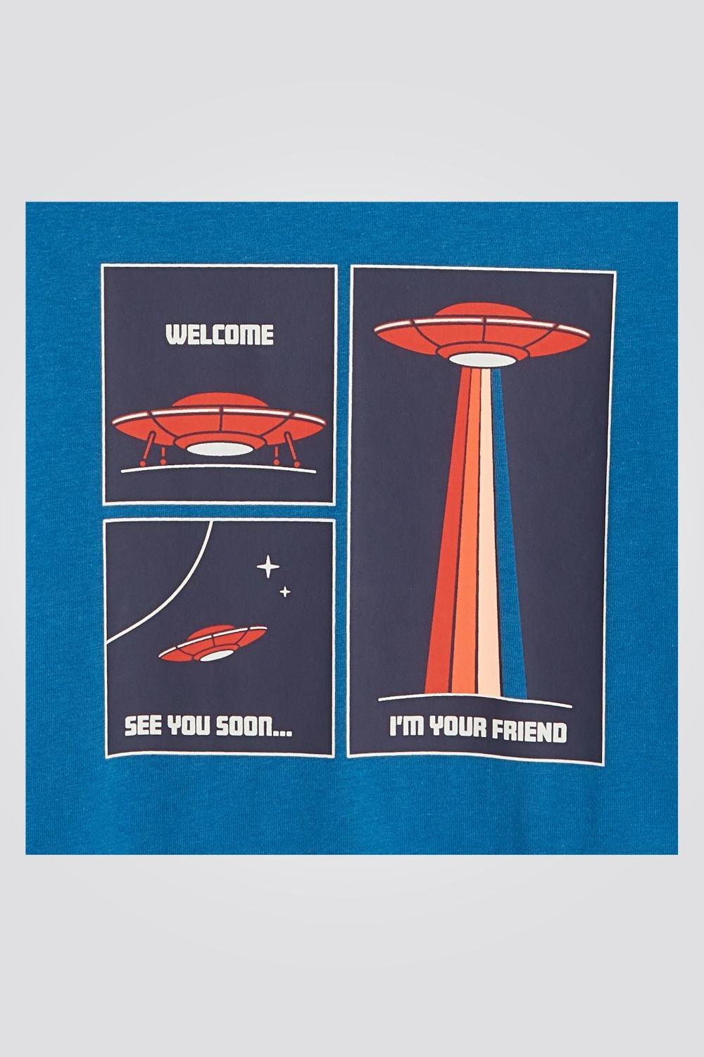 OKAIDI - טישירט ילדים בצבע טורקיז עם שרוולים ארוכים והדפס חללית - MASHBIR//365