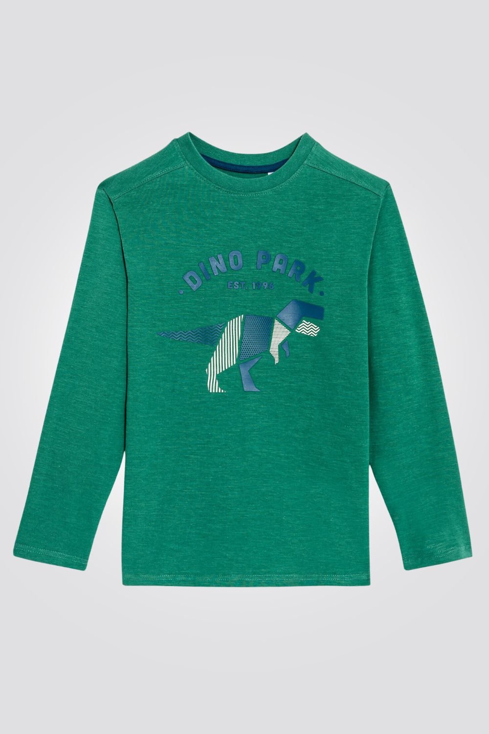 OKAIDI - טישירט ילדים שרוול ארוך ירוק עם הדפס דינוזאור כחול - MASHBIR//365