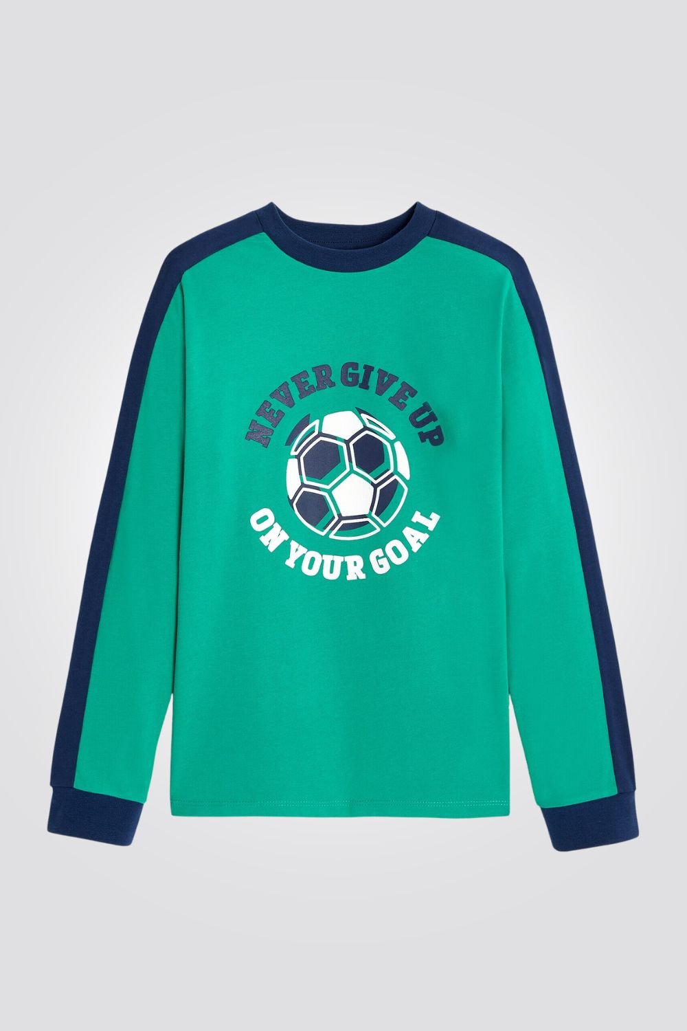 OKAIDI - טישירט ילדים שרוול ארוך ירוק עם הדפס כדורגל - MASHBIR//365