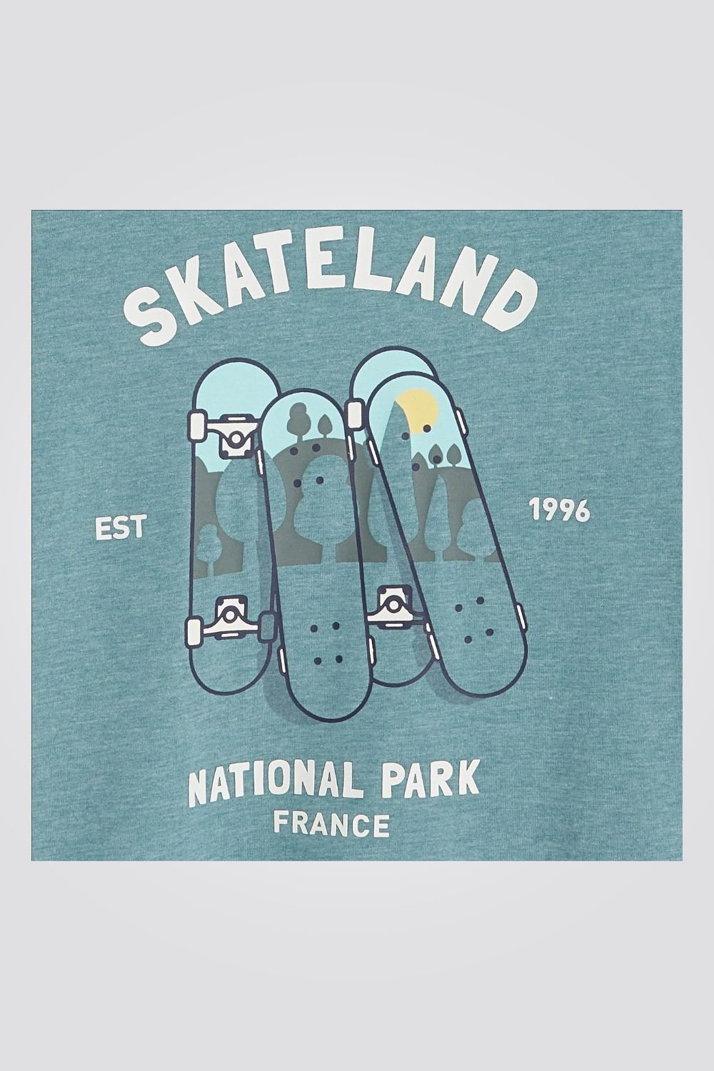 OKAIDI - טישירט ילדים שרוול ארוך ירוק מלאנג עם הדפס סקייטבורד - MASHBIR//365