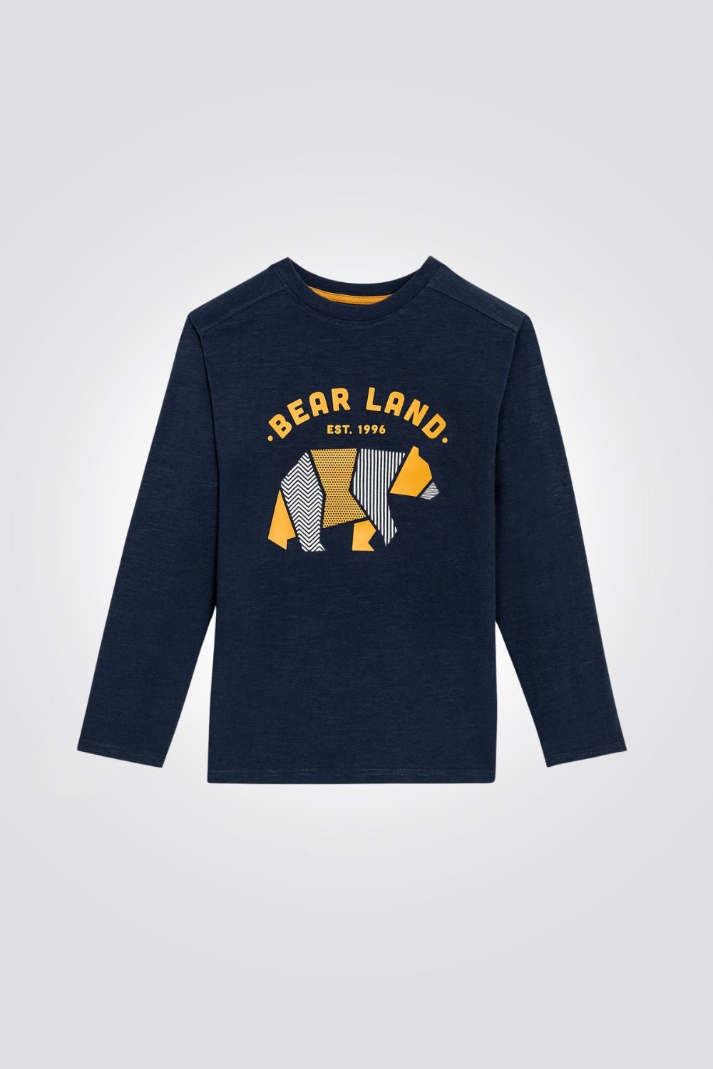 OKAIDI - טישירט ילדים שרוול ארוך כחול עם הדפס דב צהוב - MASHBIR//365
