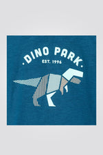OKAIDI - טישירט ילדים שרוול ארוך כחול עם הדפס דינוזאור כחול - MASHBIR//365