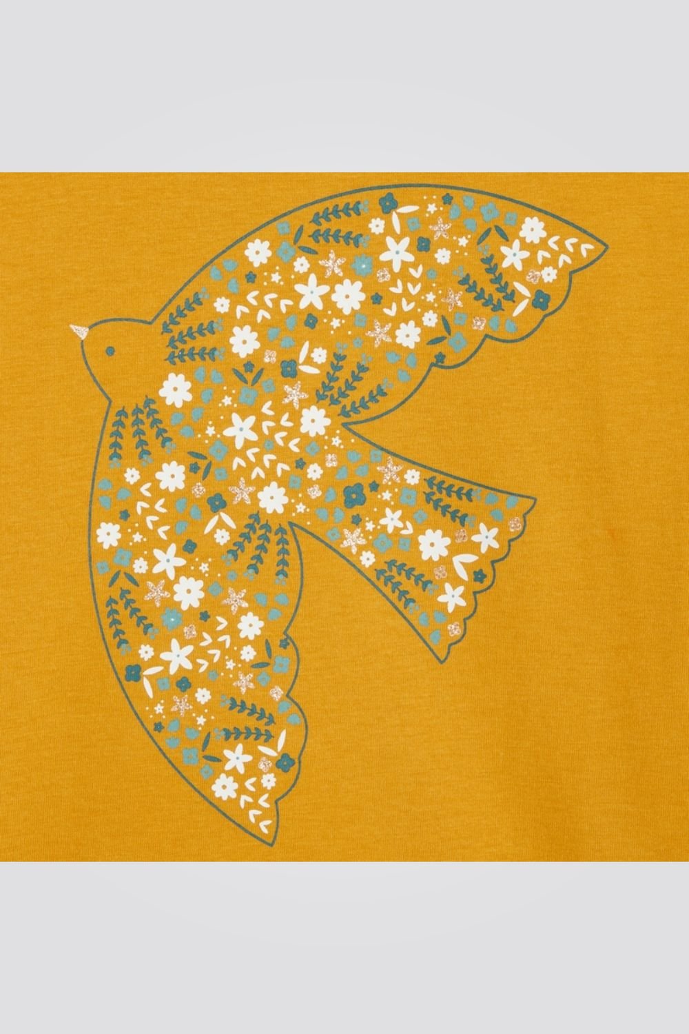 OKAIDI - טישירט ילדות עם שרוול ארוך בצהוב עם הדפס ציפור - MASHBIR//365