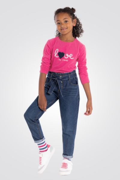 OKAIDI - טישירט ילדות שרוול ארוך בורוד עם הדפס LOVE - MASHBIR//365