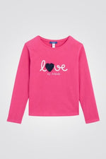 OKAIDI - טישירט ילדות שרוול ארוך בורוד עם הדפס LOVE - MASHBIR//365
