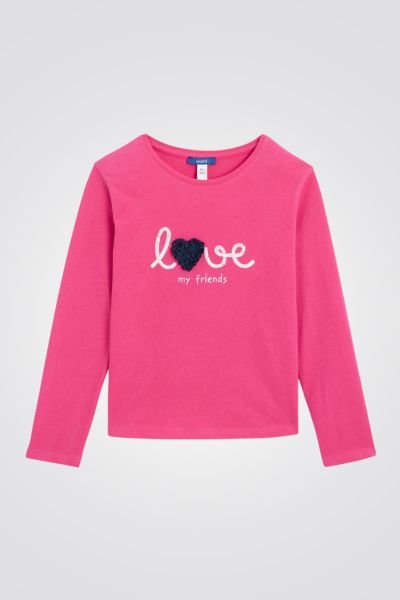OKAIDI - טישירט ילדות שרוול ארוך בורוד עם הדפס LOVE - MASHBIR//365