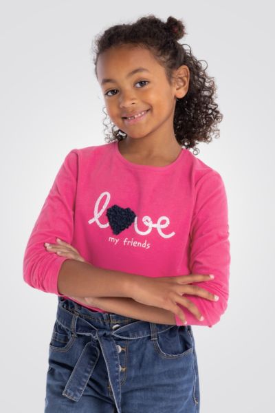 OKAIDI - טישירט ילדות שרוול ארוך בורוד עם הדפס LOVE - MASHBIR//365