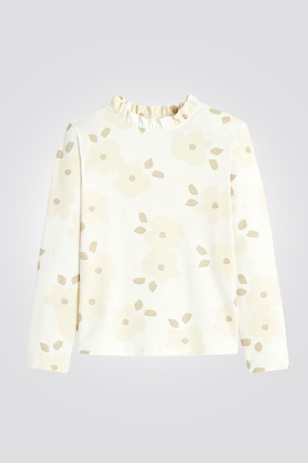 OKAIDI - טישירט ילדות שרוול ארוך הדפס פרחים גדולים בשמנת - MASHBIR//365