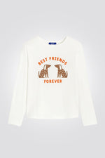 OKAIDI - טישירט ילדות שרוול ארוך הדפס כלבים חומים על רקע לבן - MASHBIR//365