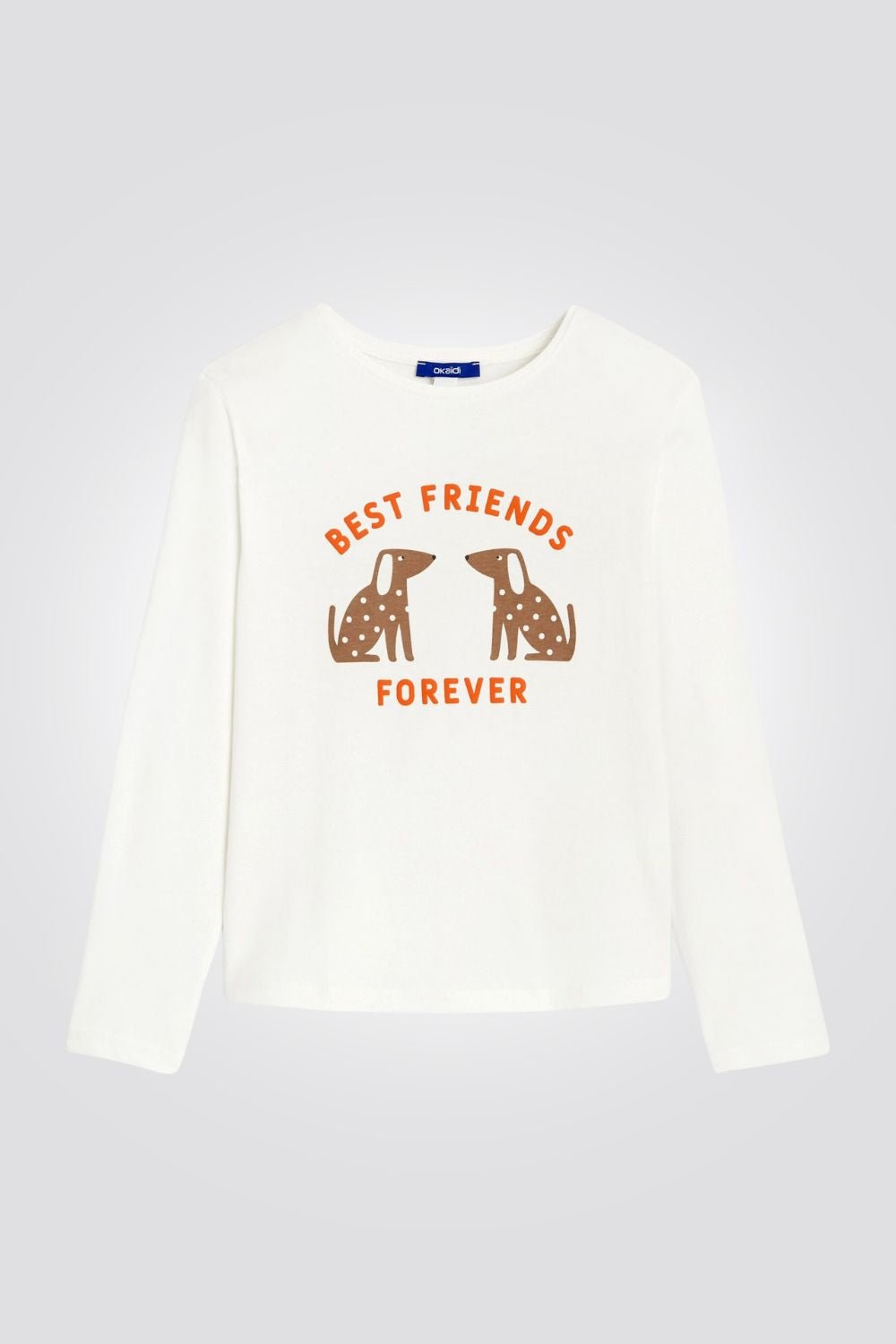 OKAIDI - טישירט ילדות שרוול ארוך הדפס כלבים חומים על רקע לבן - MASHBIR//365
