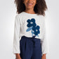 OKAIDI - טישירט ילדות שרוול ארוך לבנה עם הדפס פרח בולט בלבן - MASHBIR//365 - 2