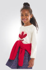 OKAIDI - טישירט ילדות שרוול ארוך עם הדפס עלה בולט ופייטים - MASHBIR//365