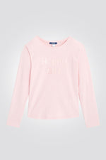 OKAIDI - טישירט ילדות ורודה שרוולים ארוכים עם הדפס HAPPY GIRL - MASHBIR//365