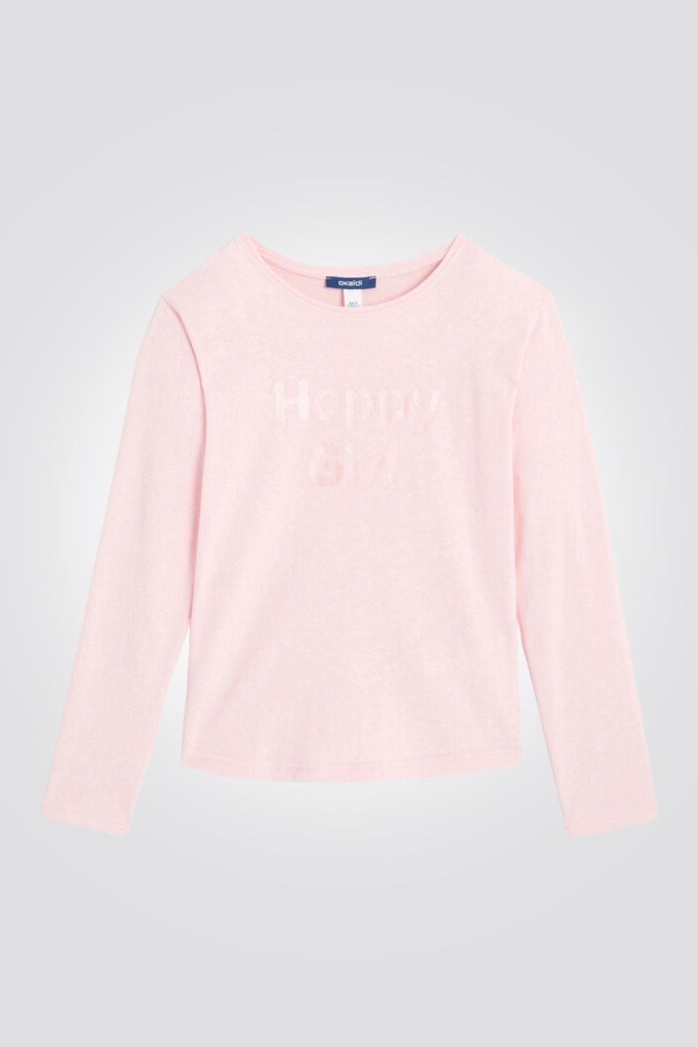 OKAIDI - טישירט ילדות ורודה שרוולים ארוכים עם הדפס HAPPY GIRL - MASHBIR//365