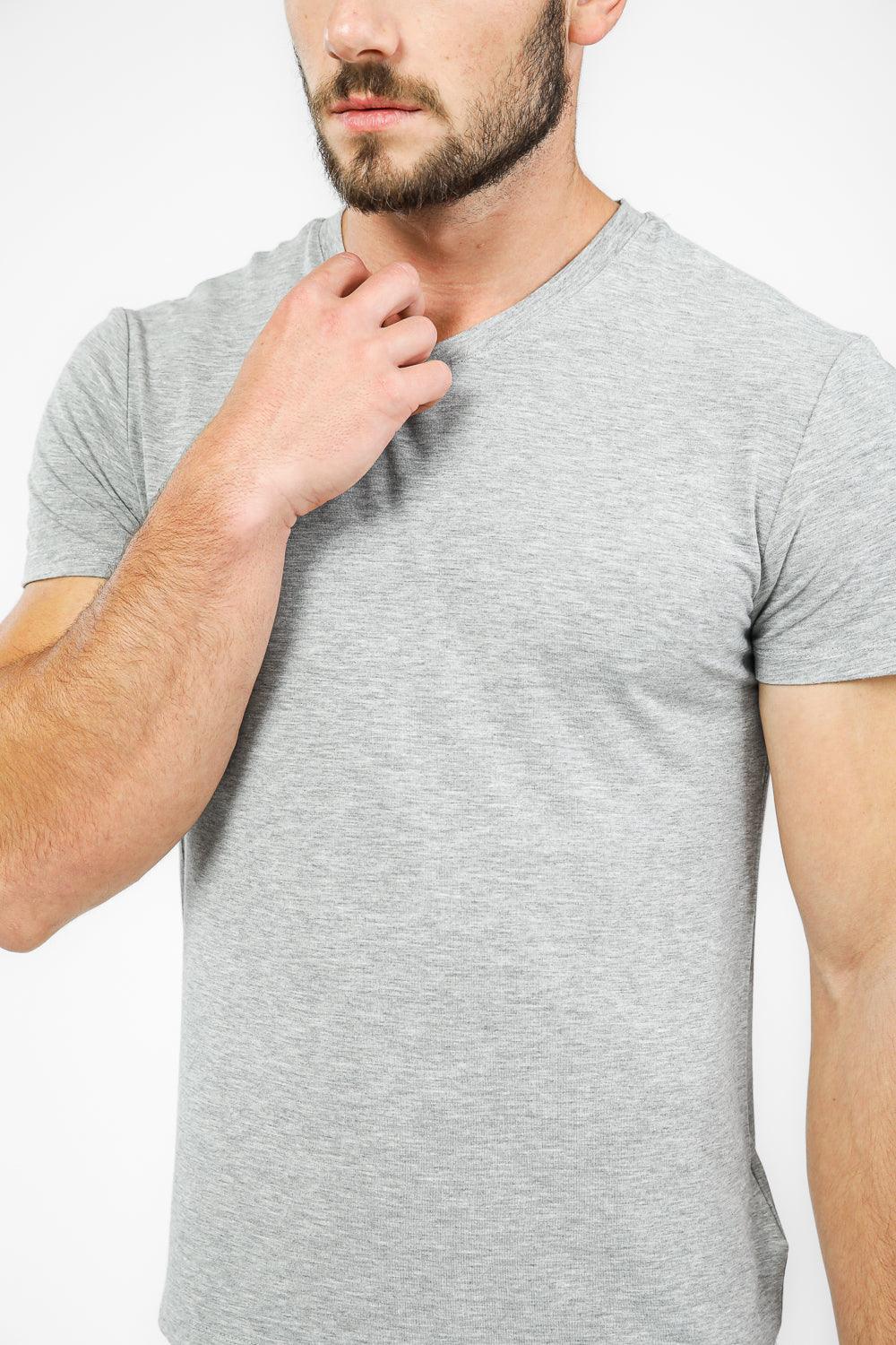 DELTA - טישירט קצרה צאוורון V לגבר בצבע אפור - MASHBIR//365