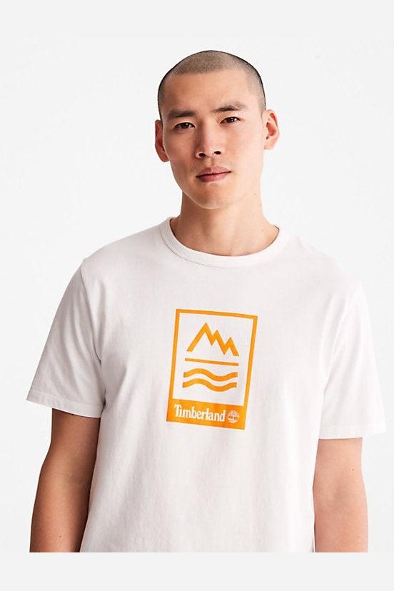 TIMBERLAND - טישירט קצרה בצבע לבן עם כיתוב לוגו - MASHBIR//365