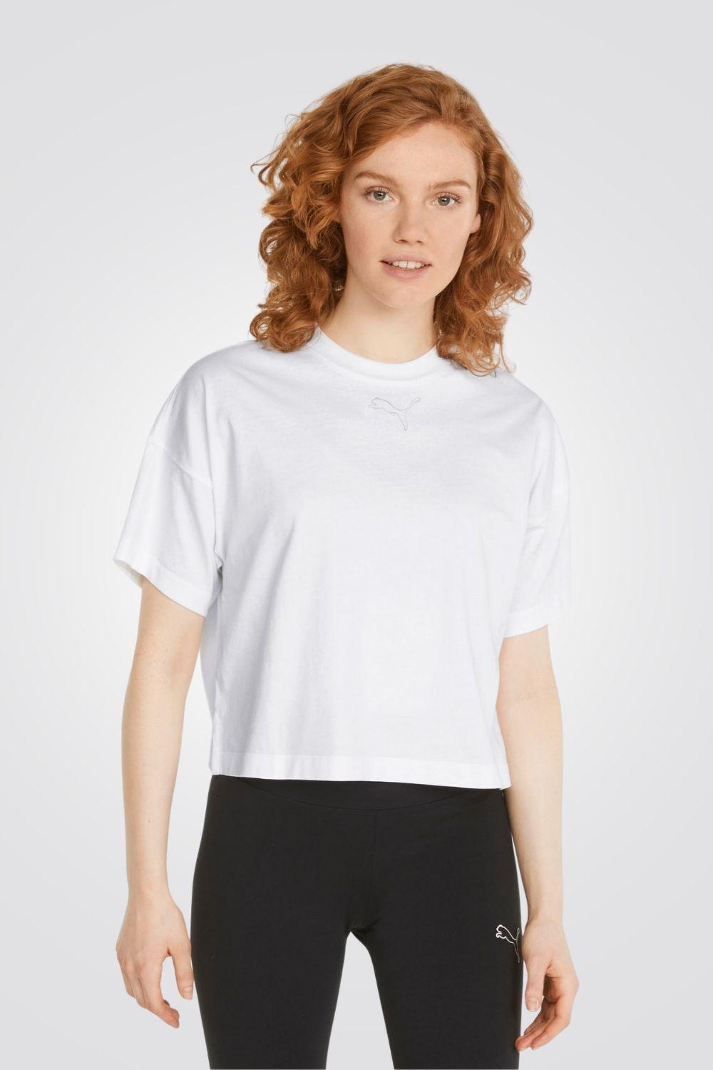 PUMA - טישירט קצרה HER Cropped Tee בצבע לבן - MASHBIR//365