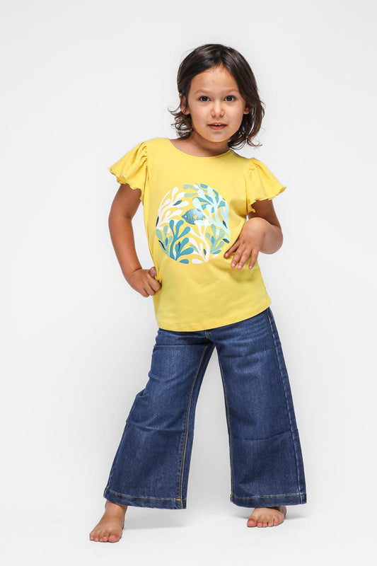 OKAIDI - טישירט קצרה לילדות בצבע צהוב - MASHBIR//365