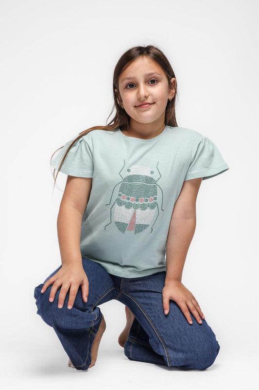 OKAIDI - טישירט קצרה לילדות בצבע ירוק - MASHBIR//365