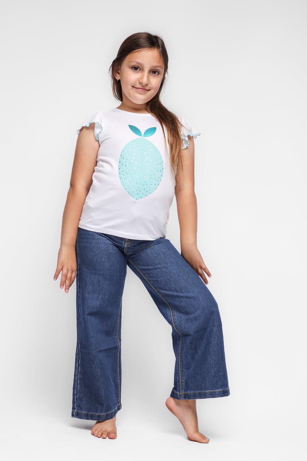 OKAIDI - טישירט קצרה לילדות בצבע לבן - MASHBIR//365