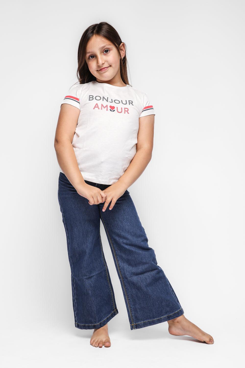 OKAIDI - טישירט קצרה לילדות בצבע לבן - MASHBIR//365