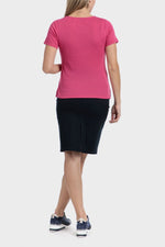 PUNT ROMA - טישירט קצרה עם פס בצווארון בצבע ורוד - MASHBIR//365