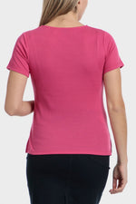PUNT ROMA - טישירט קצרה עם פס בצווארון בצבע ורוד - MASHBIR//365