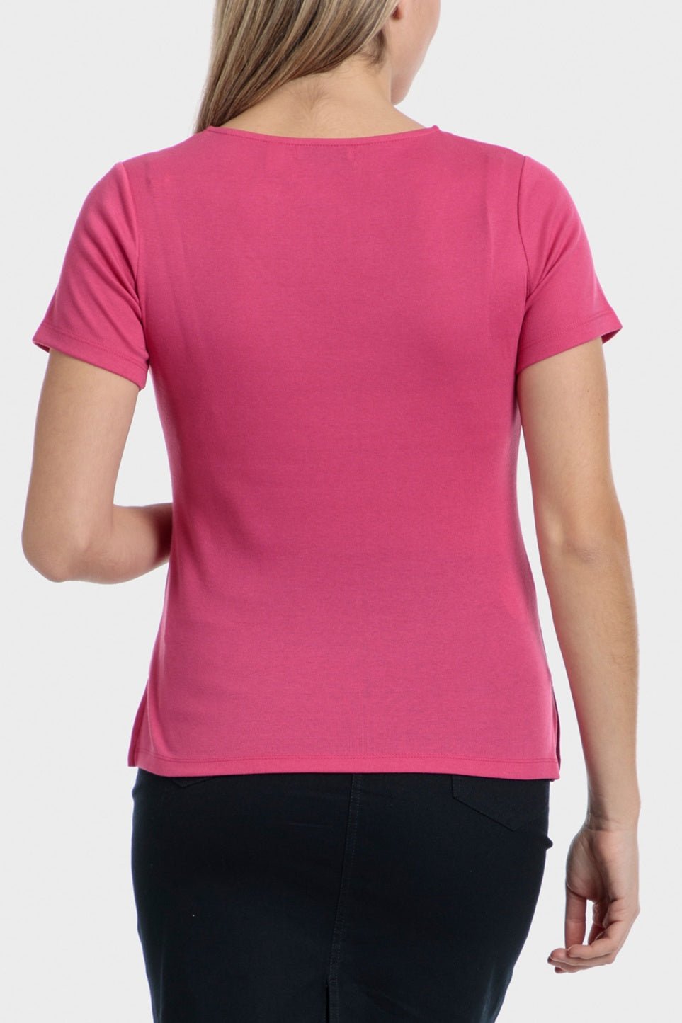 PUNT ROMA - טישירט קצרה עם פס בצווארון בצבע ורוד - MASHBIR//365