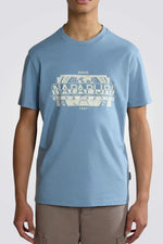 NAPAPIJRI - טישירט קצרה עם הדפס לוגו מידה L בצבע כחול - MASHBIR//365