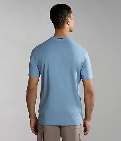 NAPAPIJRI - טישירט קצרה עם הדפס לוגו מידה L בצבע כחול - MASHBIR//365