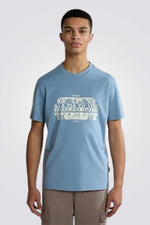 NAPAPIJRI - טישירט קצרה עם הדפס לוגו מידה L בצבע כחול - MASHBIR//365