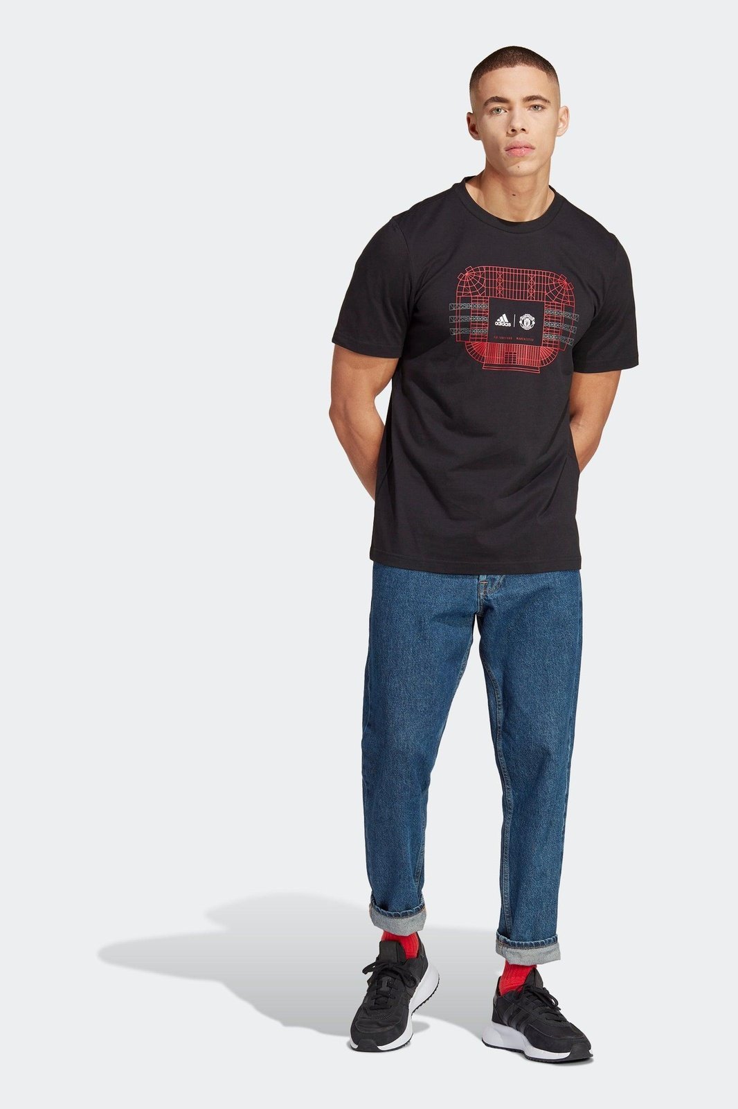 ADIDAS - טישירט קצרה מנצ'סטר יונייטד MANCHESTER UNITED בצבע שחור - MASHBIR//365