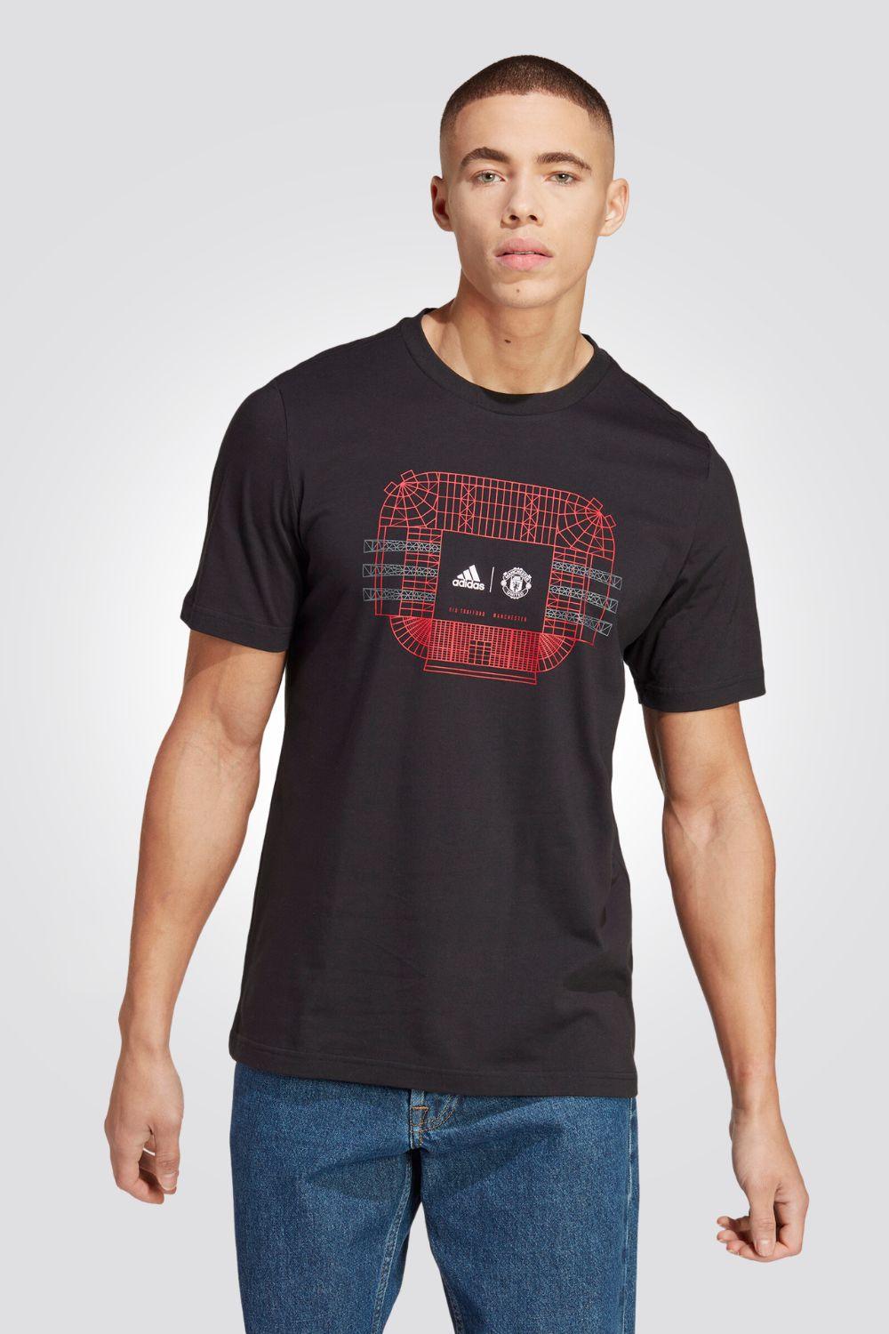 ADIDAS - טישירט קצרה מנצ'סטר יונייטד MANCHESTER UNITED בצבע שחור - MASHBIR//365