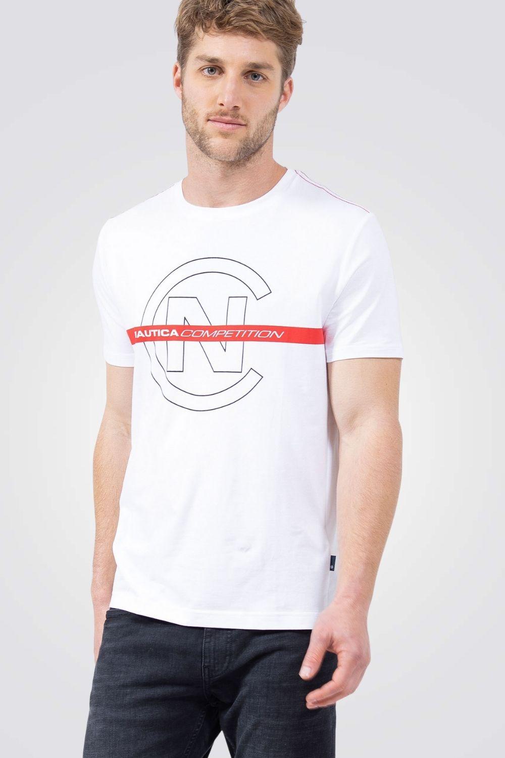 NAUTICA - טישירט לבנה הדפס COMPETITION - MASHBIR//365