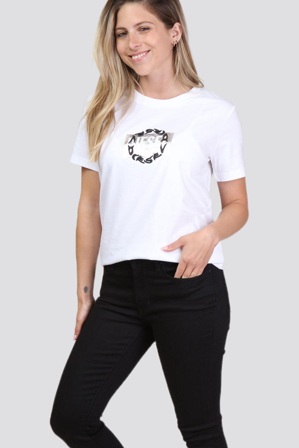 DIESEL - טישירט לבנה לוגו עגול - MASHBIR//365