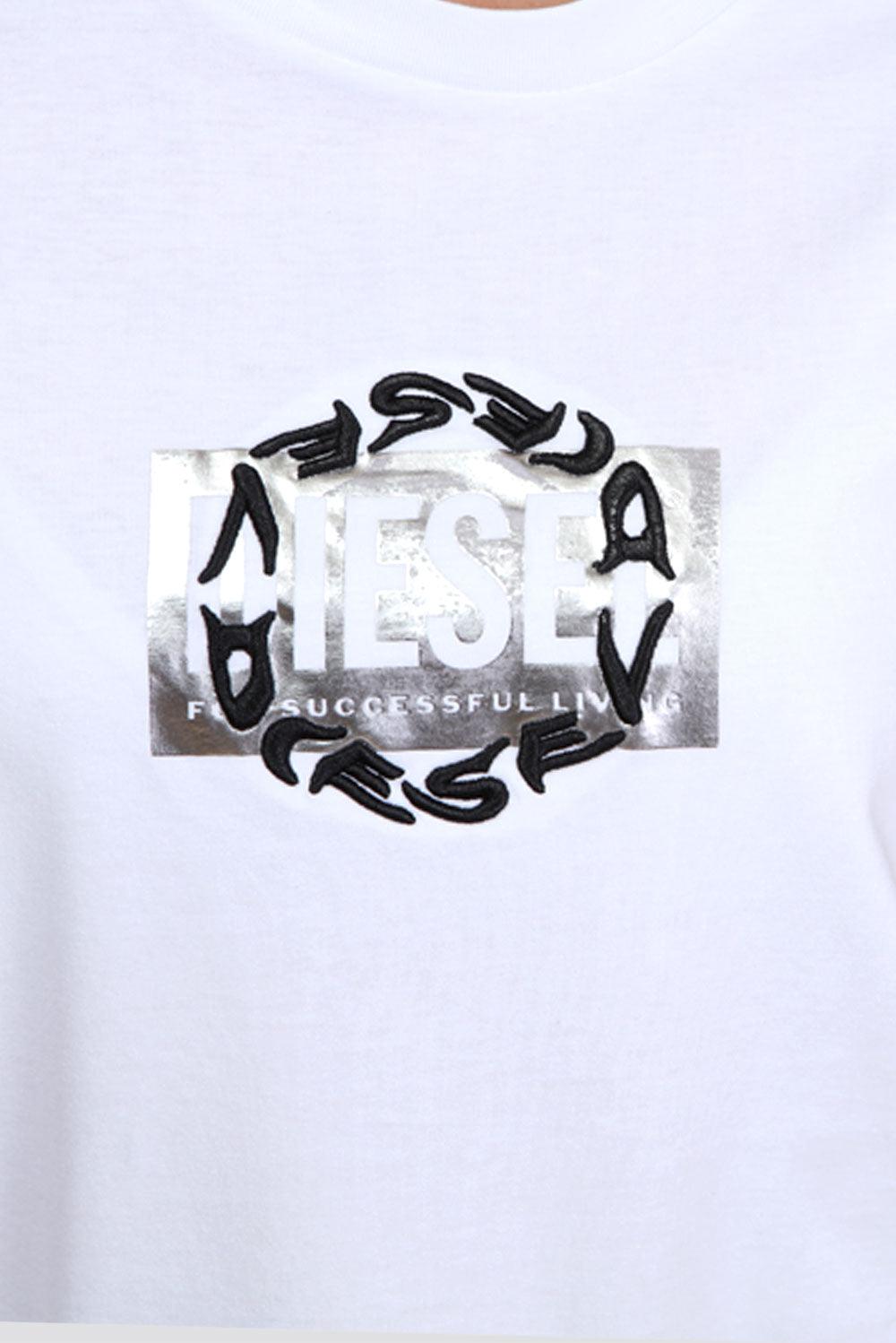 DIESEL - טישירט לבנה לוגו עגול - MASHBIR//365