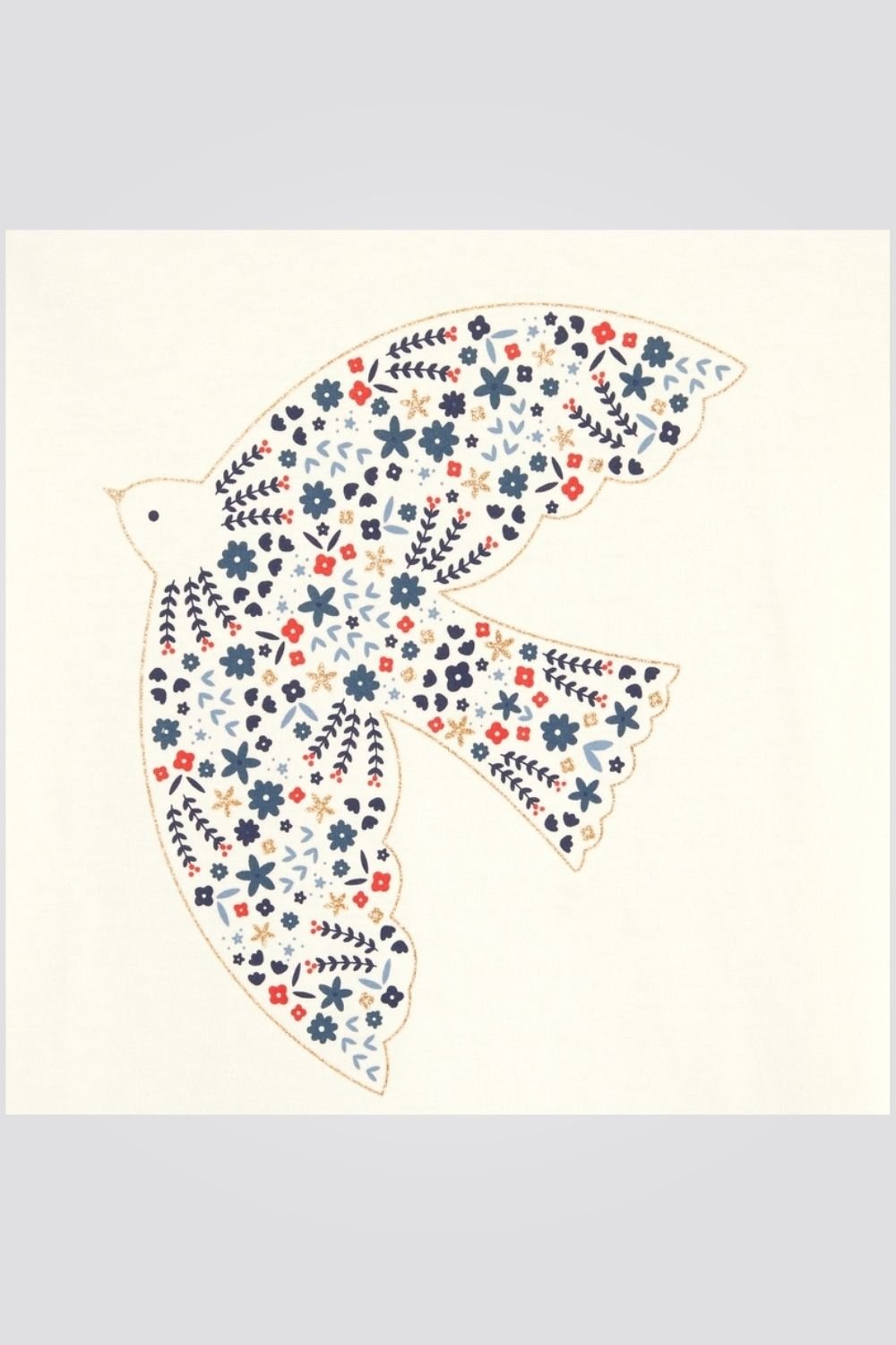 OKAIDI - טישירט לבנה עם שרוולים ארוכים בדוגמת יונה לילדות - MASHBIR//365
