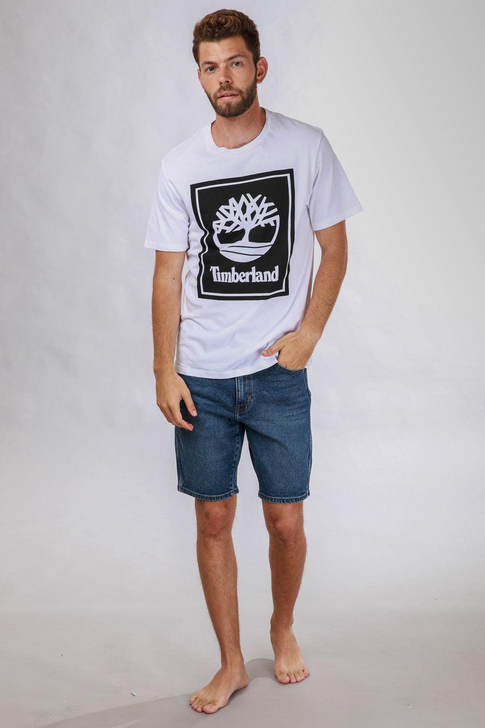 TIMBERLAND - טישירט לבנה מסגרת לוגו - MASHBIR//365