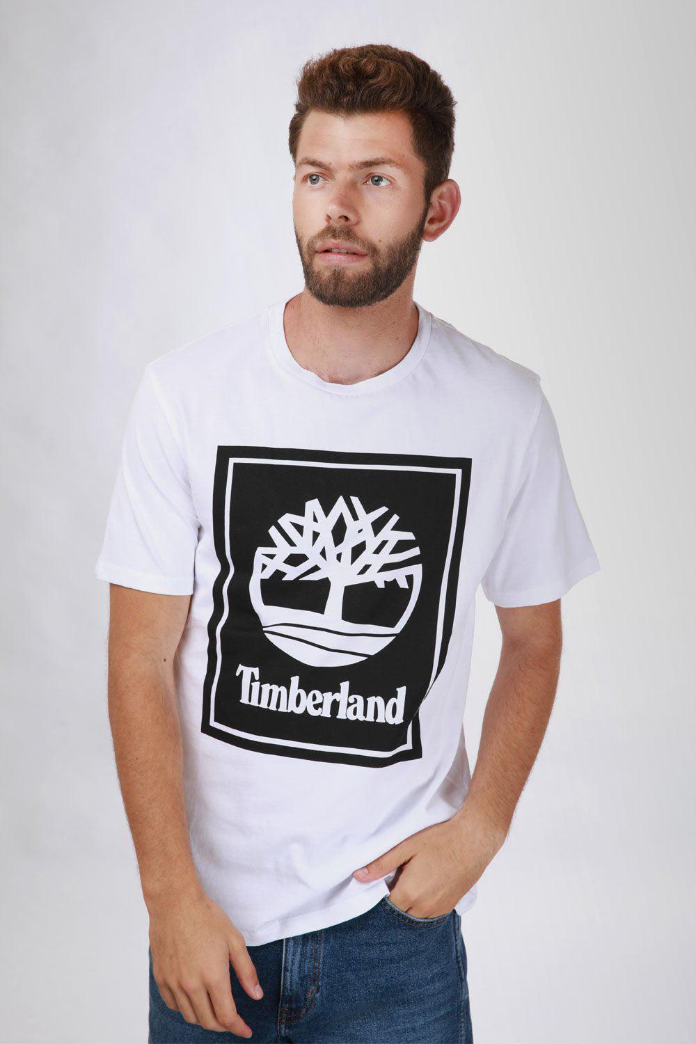 TIMBERLAND - טישירט לבנה מסגרת לוגו - MASHBIR//365