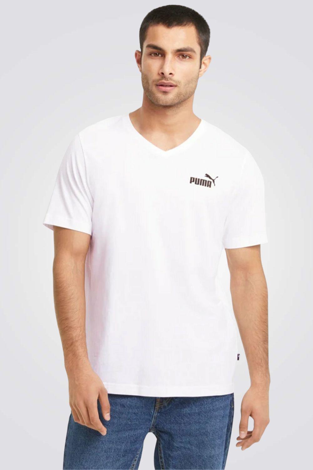 PUMA - טישירט לגבר ESS V Neck Tee בצבע לבן - MASHBIR//365