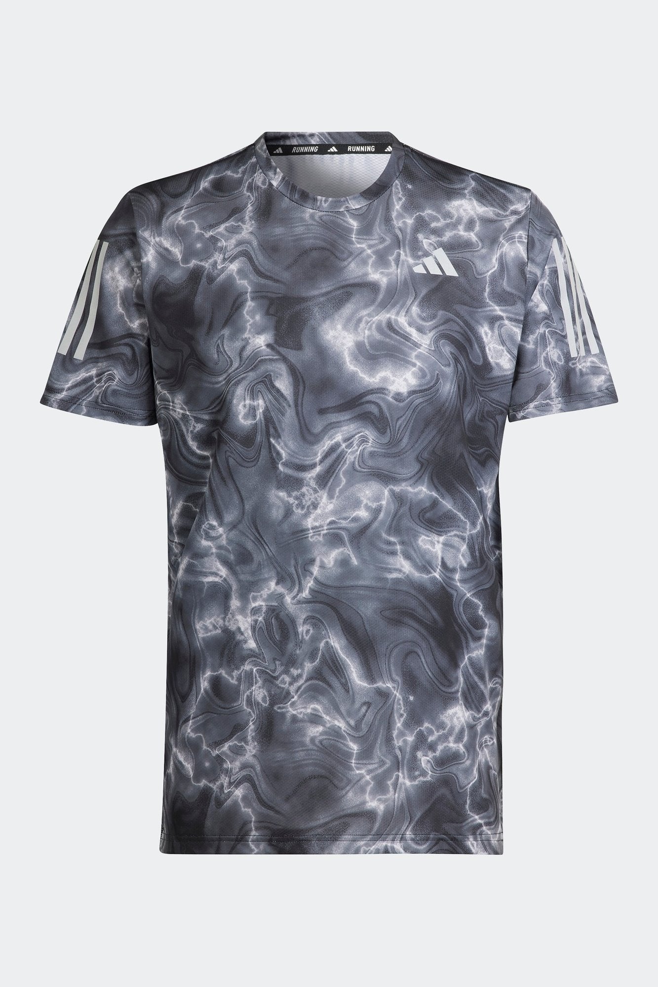 ADIDAS - טישירט לגברים OWN THE RUN ALLOVER בצבע שחור ולבן - MASHBIR//365