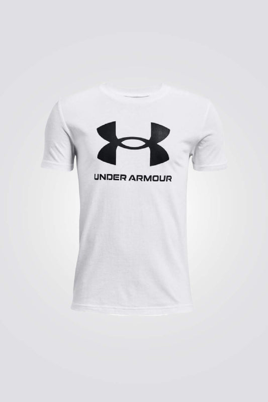 UNDER ARMOUR - טישירט לנוער Sportstyle Logo Short Sleeve בצבע לבן - MASHBIR//365