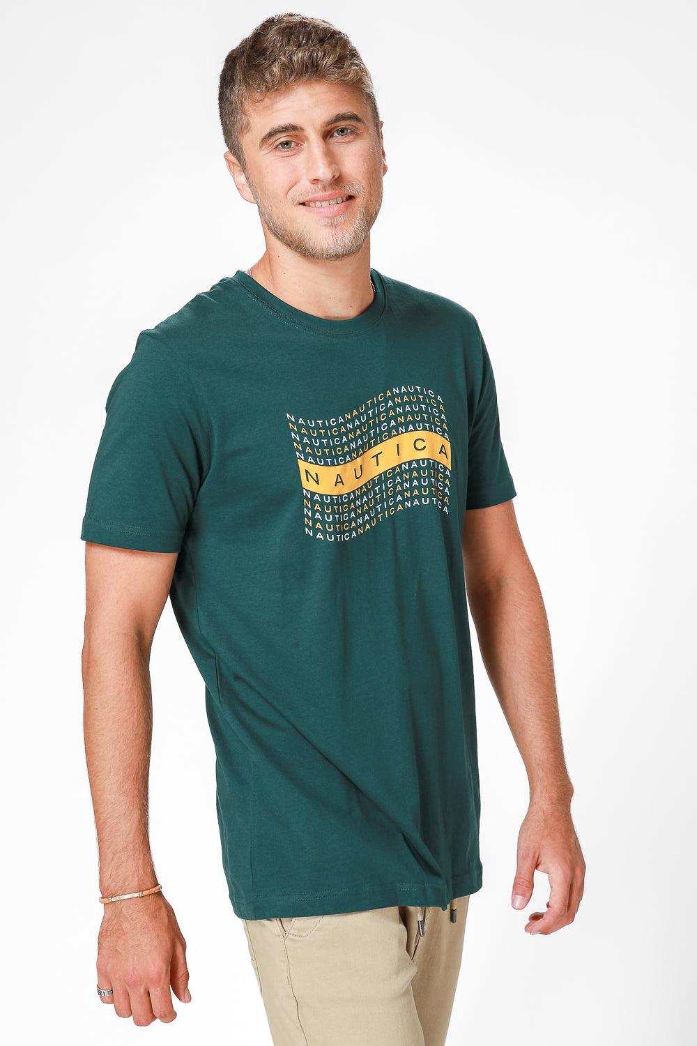 NAUTICA - טישירט לוגו בצבע ירוק - MASHBIR//365