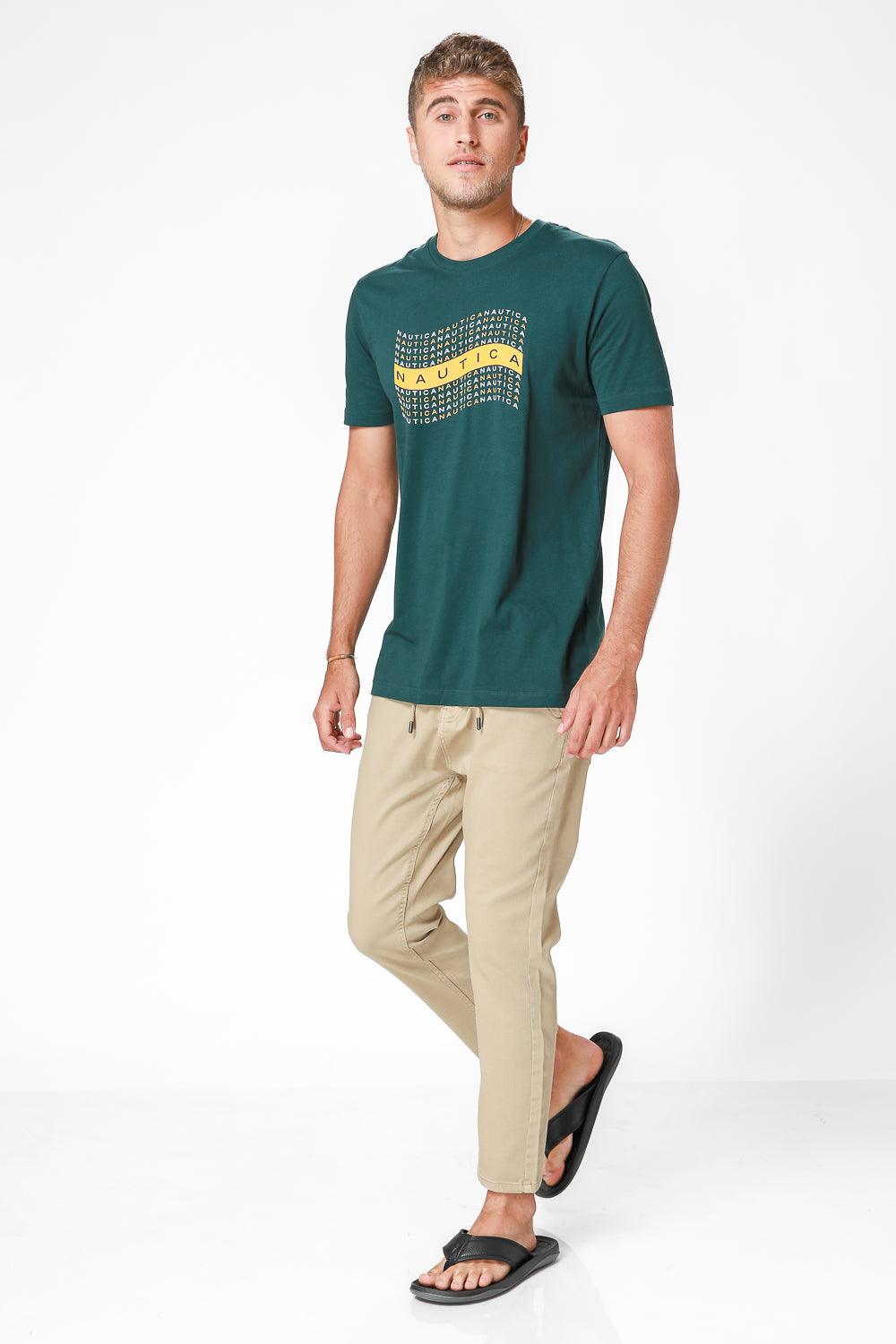NAUTICA - טישירט לוגו בצבע ירוק - MASHBIR//365